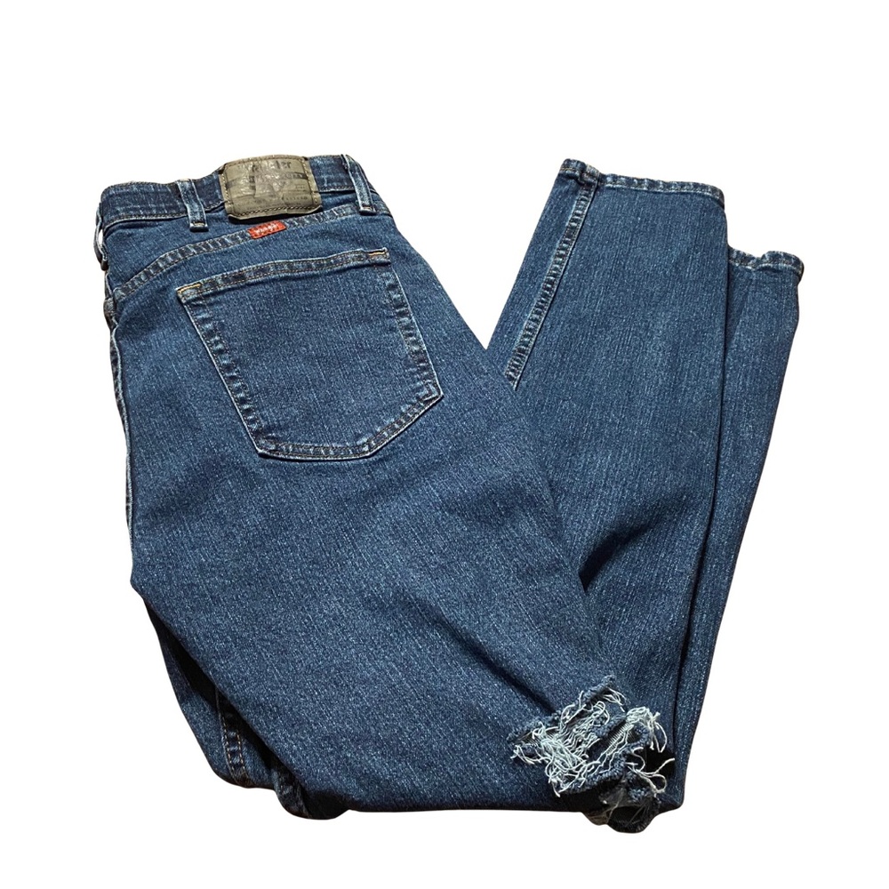 Wrangler Men’s Distressed Jeans 34x30 Regular Fit Dark Wash